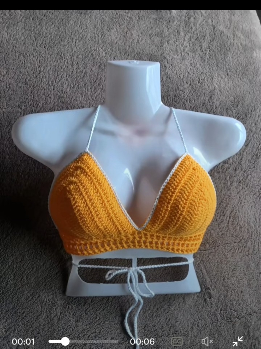 Handmade Yellow Crochet Bralette Top - Women's Summer Tank